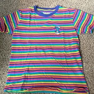 Colorful Striped Men's Tee with Cartoon Detail